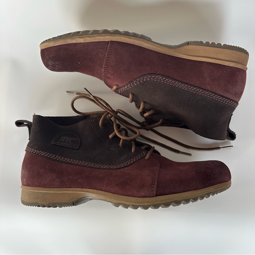 Sorel Greely Men 13 Boots Brown Burgundy Chukka Ankle Suede Lace Up - Picture 10 of 11